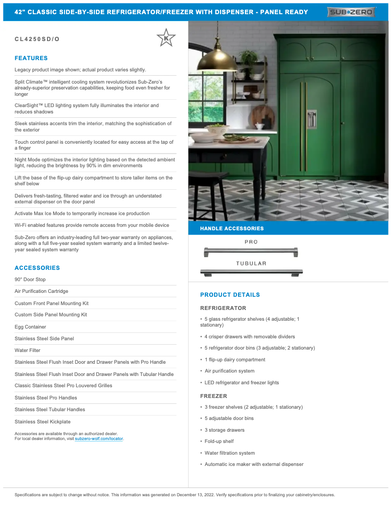 Page 1 de la notice Manuel utilisateur Sub-Zero CL4250SO