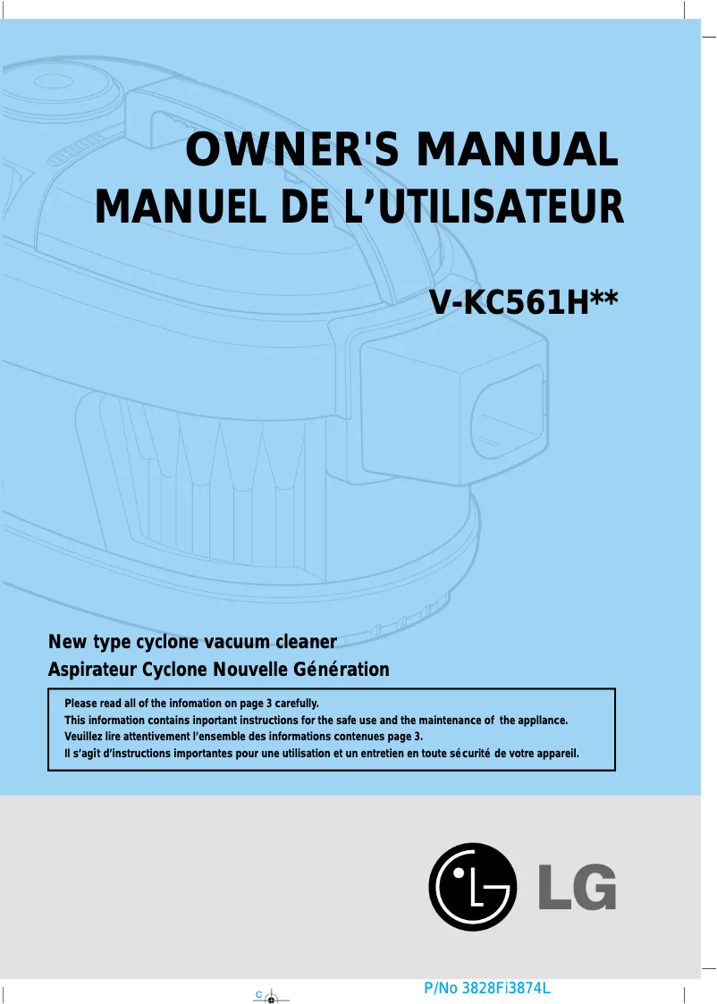 Page 1 de la notice Manuel utilisateur LG V-KC561HTQ