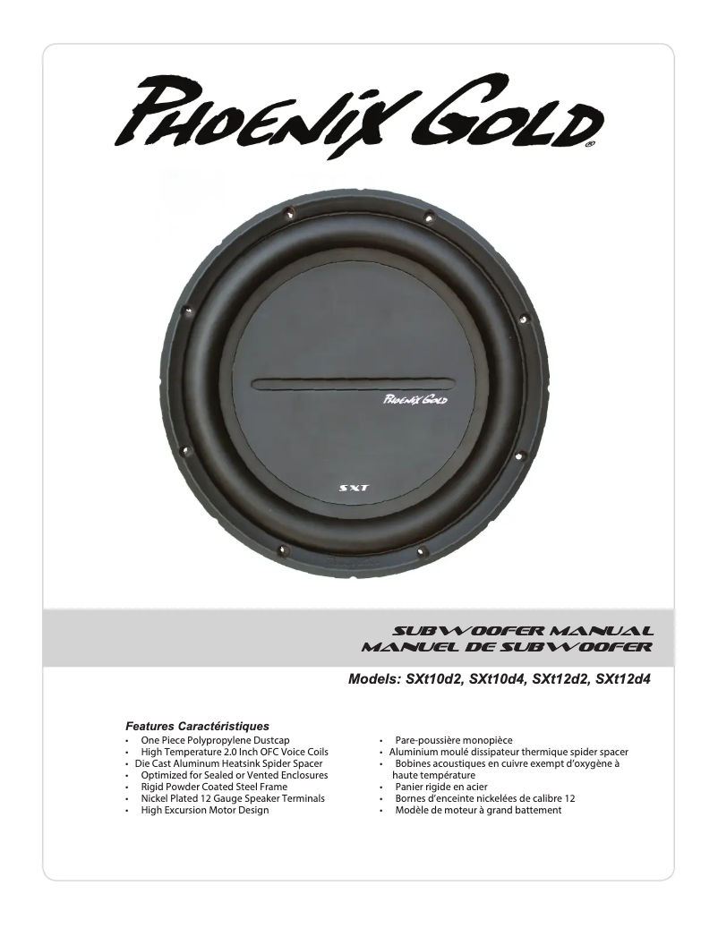 Page 1 de la notice Manuel utilisateur Phoenix Gold SXT10D2