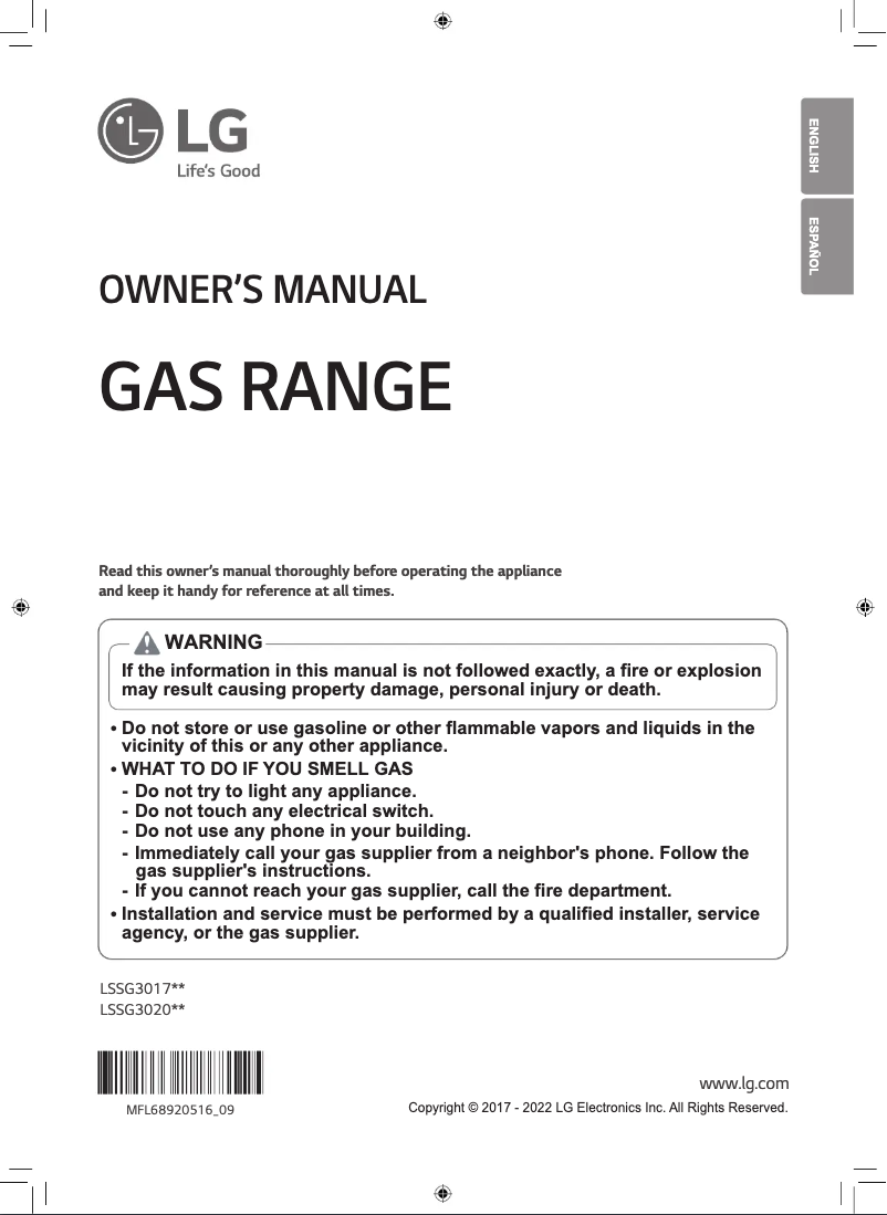 Image de la première page du manuel de l'appareil LSSG3020BD