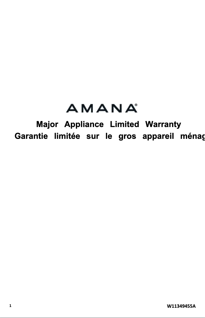 Page n°1 - Informations de garantie Amana AGR6603SMS