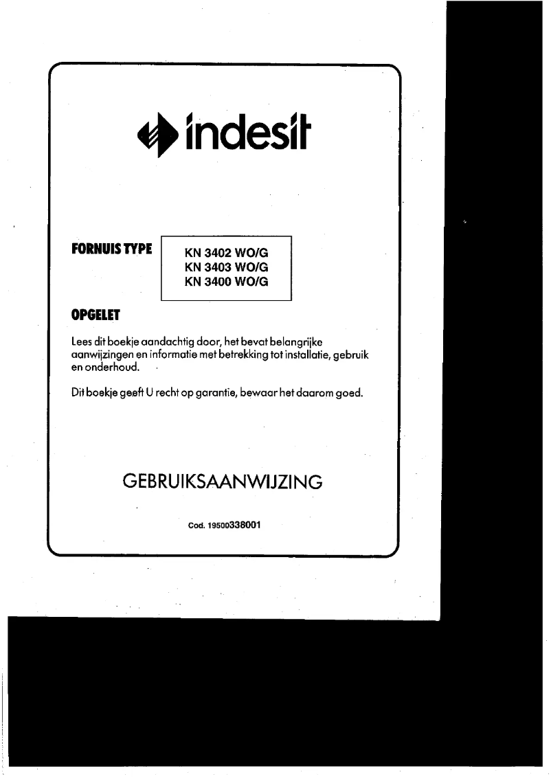 Page 1 de la notice Manuel utilisateur Indesit KN3403WO/G