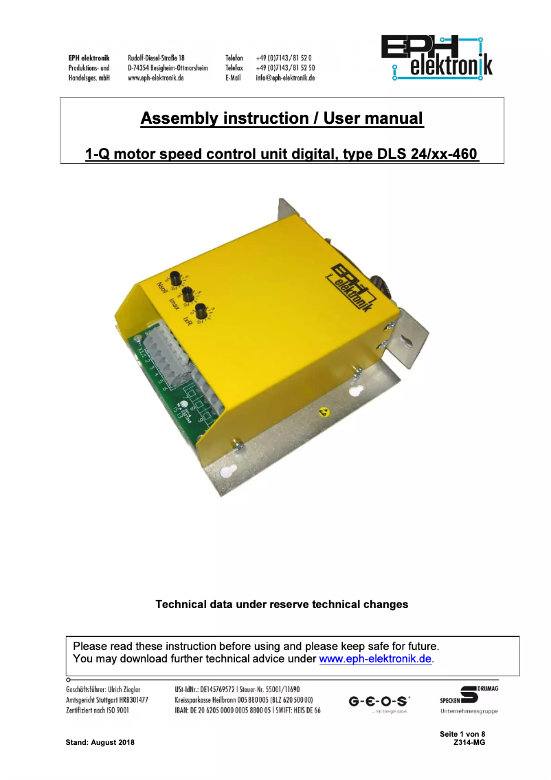 Page 1 de la notice Manuel utilisateur EPH Elektronik DLS 24/10/M