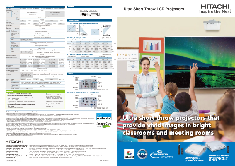 Page n°1 - Brochure Hitachi CP-AX3505