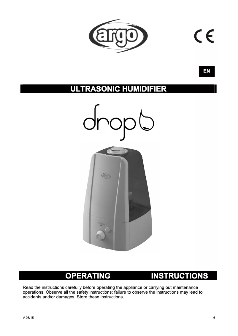 Page 1 de la notice Manuel utilisateur Argoclima DROP