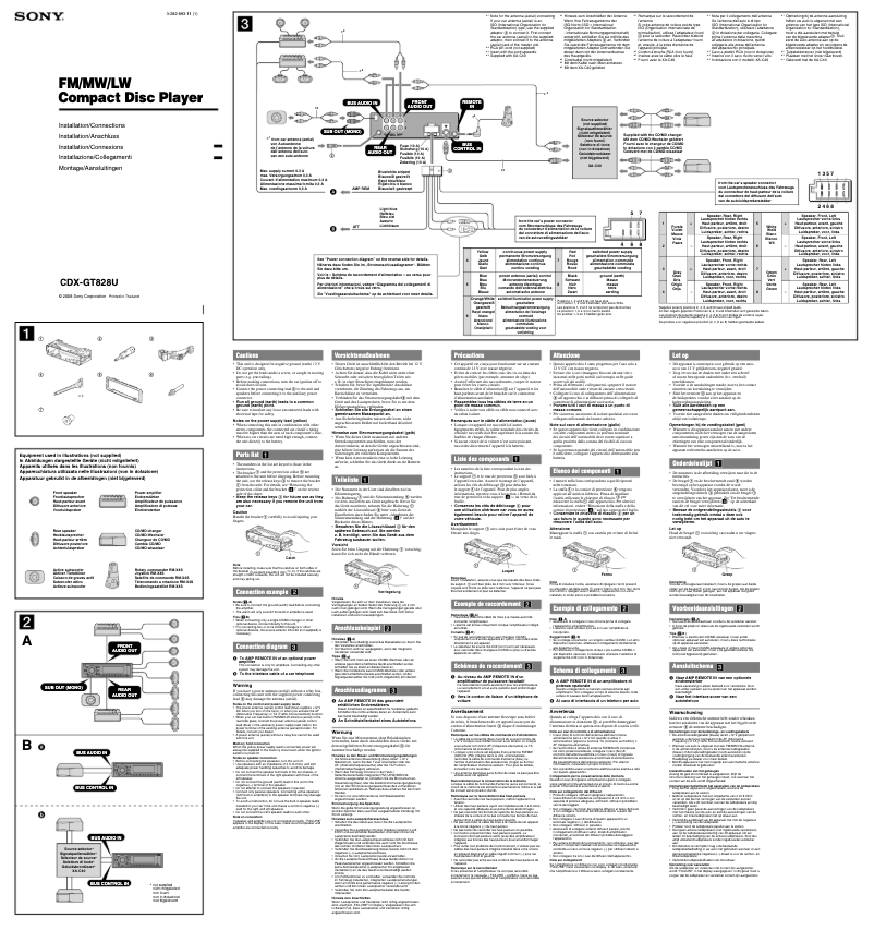 Page n°1 - Guide d'installation Sony CDX-GT828U