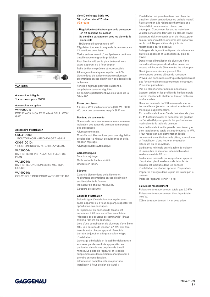 Image de la première page du manuel de l'appareil VG415215