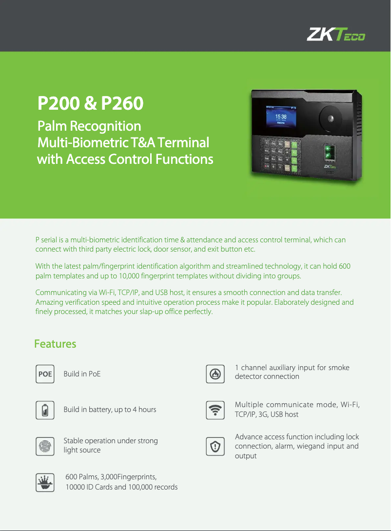 Image de la première page du manuel de l'appareil P260