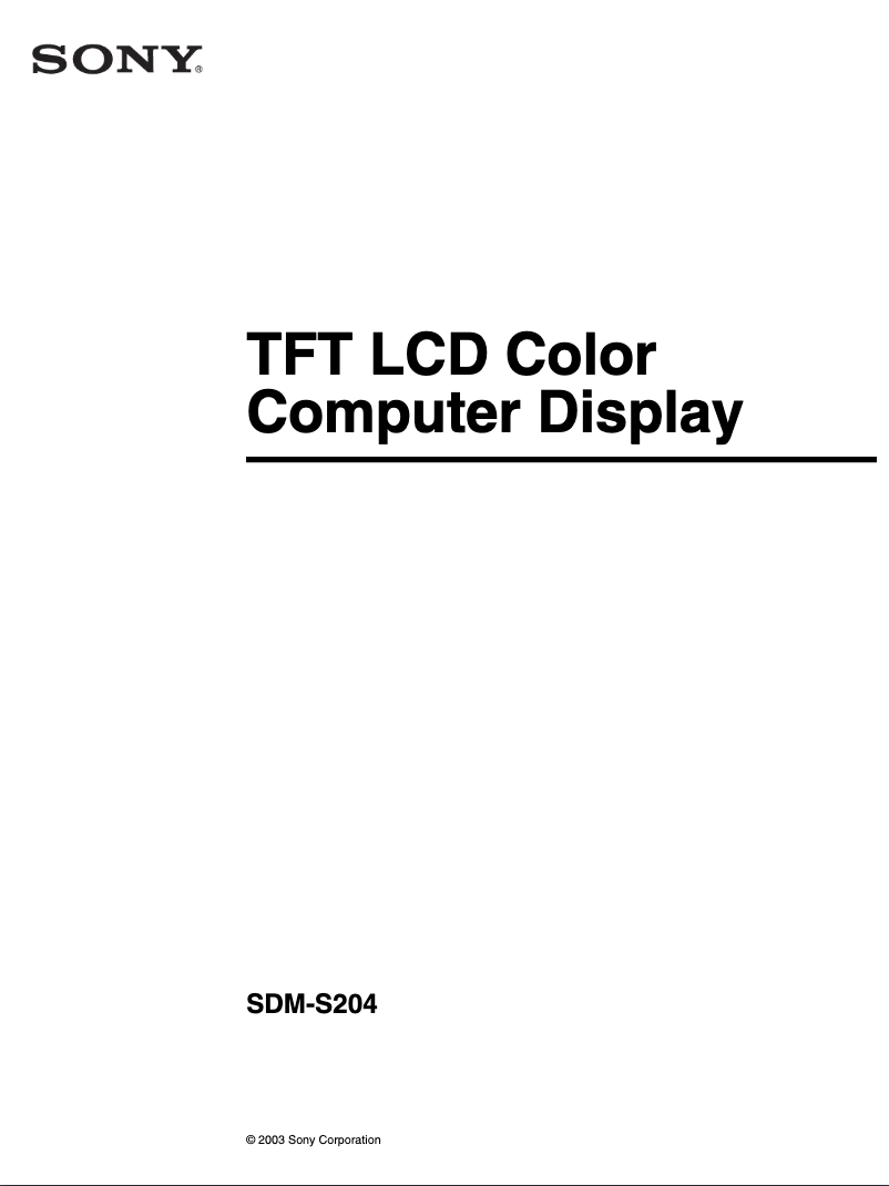 Page 1 de la notice Manuel utilisateur Sony SDM-S204