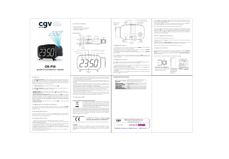 Page n°1 - Manuel utilisateur CGV CR-P10