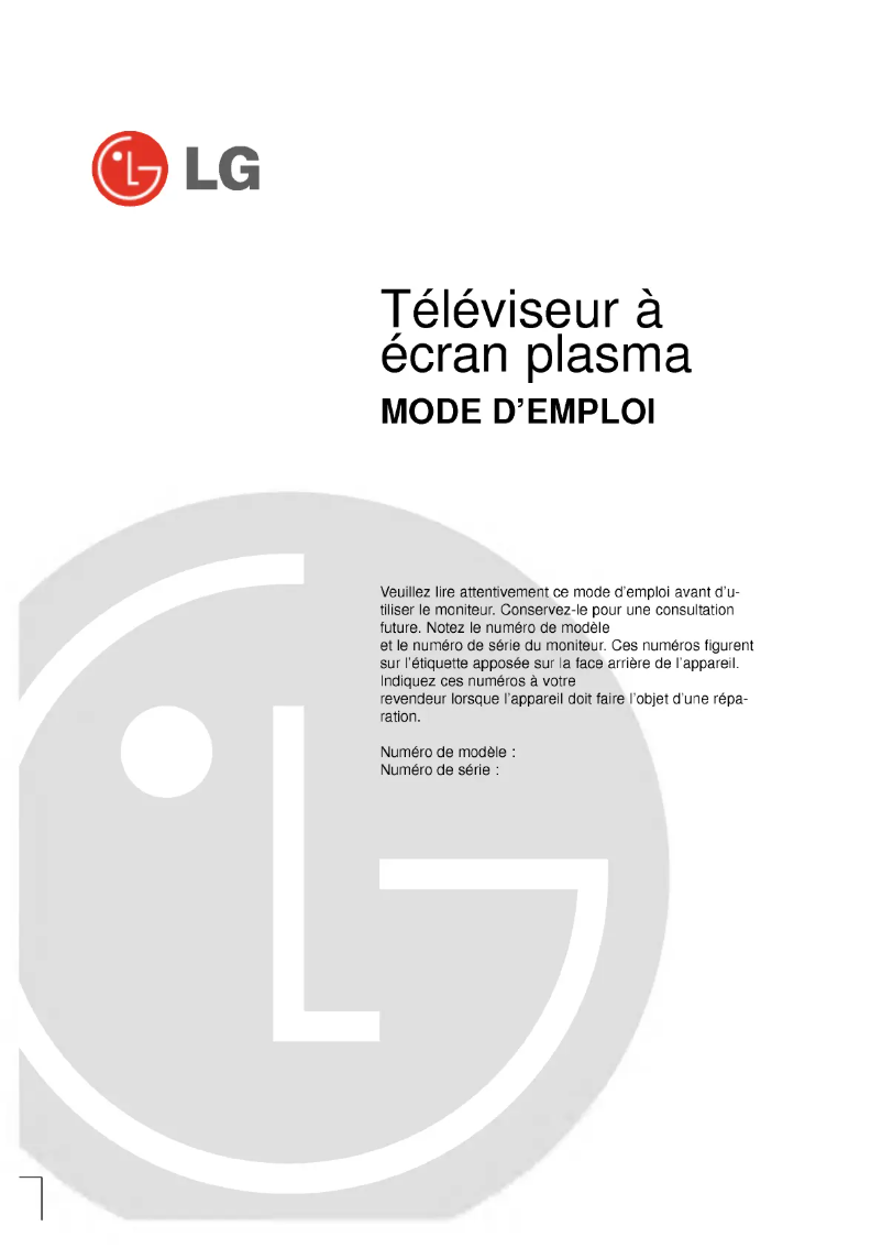 Página 1 del manual Manual de usuario LG RZ-60PY10