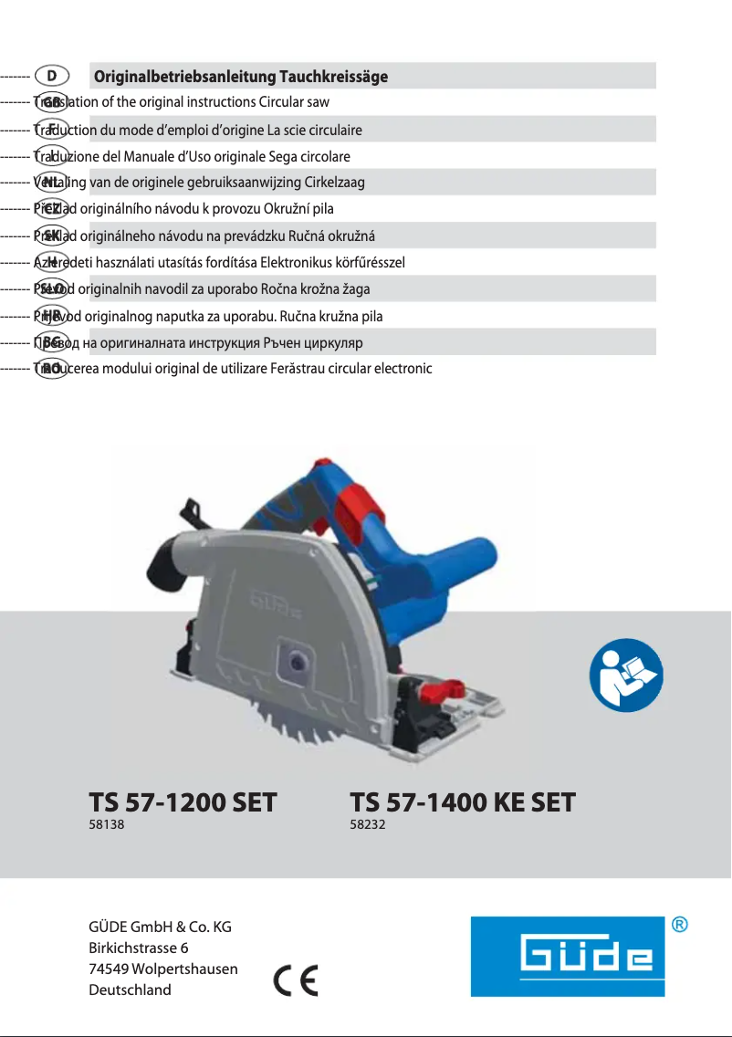 Page n°1 - Manuel utilisateur Güde TS 57-1400 KE Set
