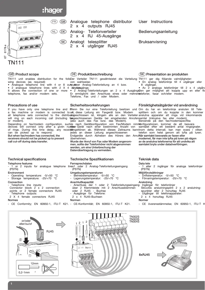 Image de la première page du manuel de l'appareil TN111