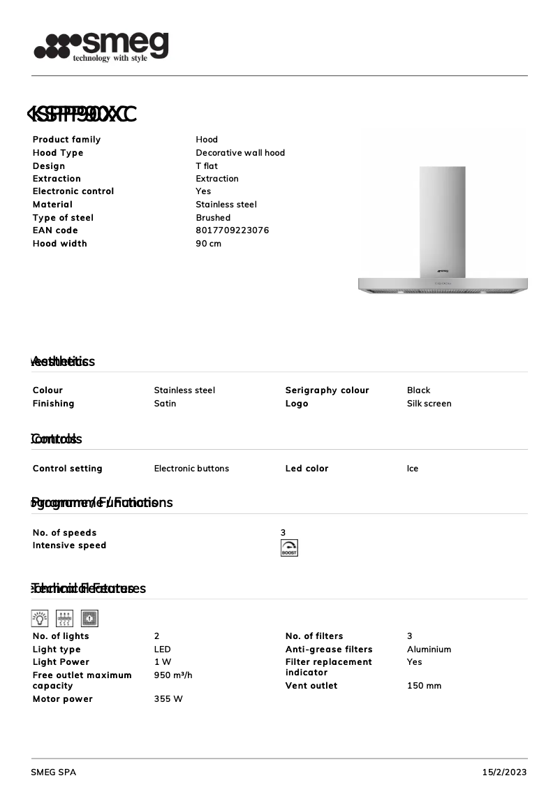 Page 1 de la notice Brochure Smeg KSPP90XC