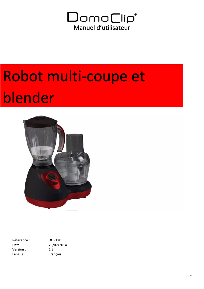 Image de la première page du manuel de l'appareil DOP120