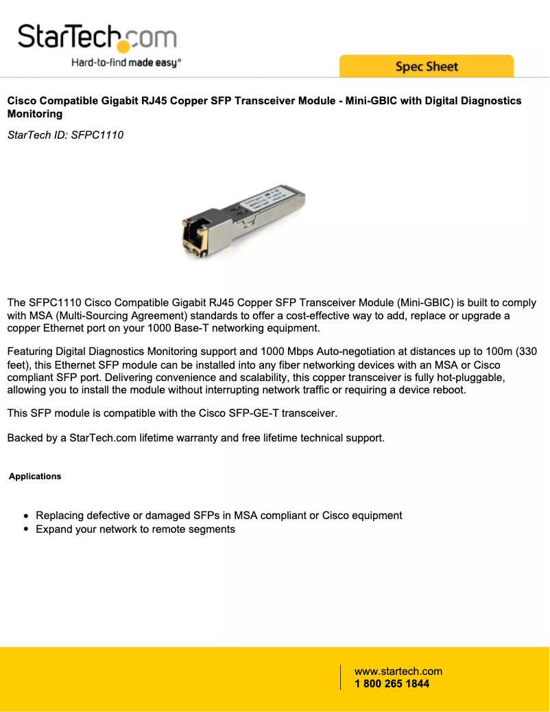 Image de la première page du manuel de l'appareil Cisco SFPC1110