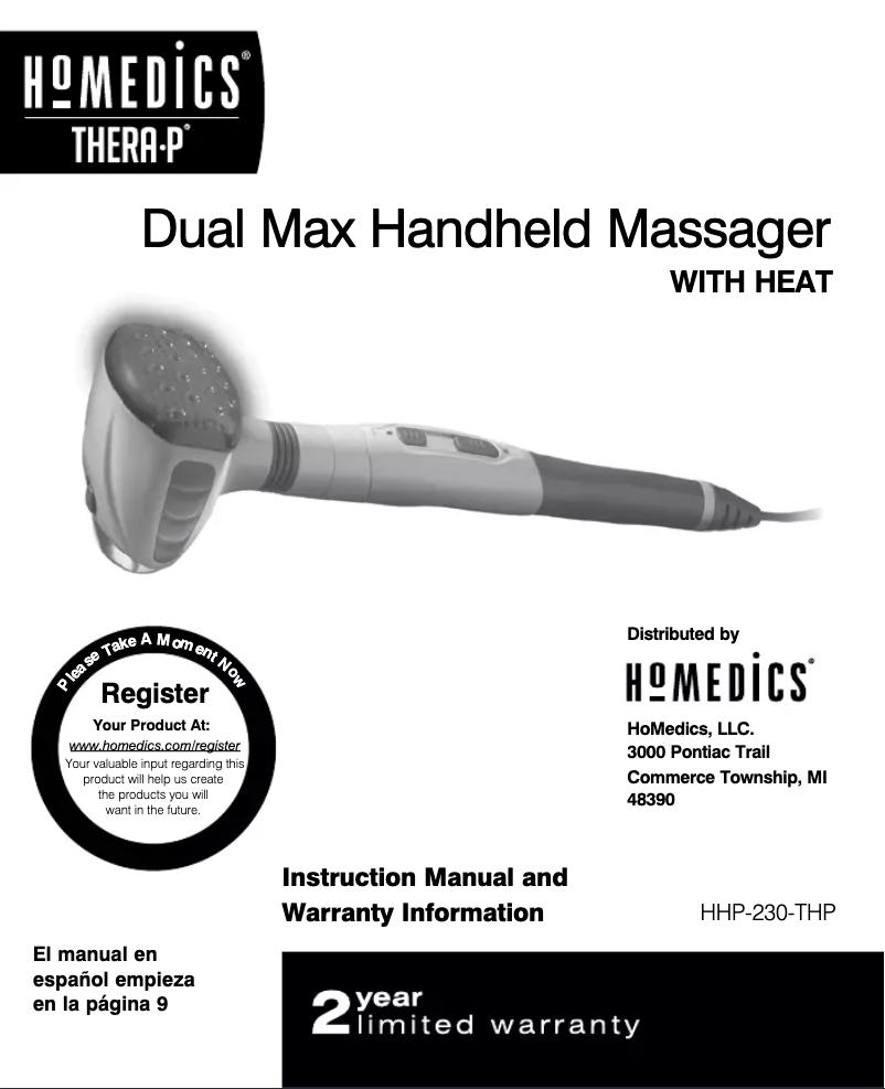 Page n°1 - Manuel utilisateur Homedics HHP-230-THP