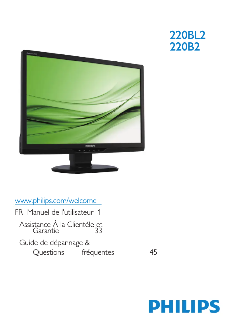Page 1 de la notice Manuel utilisateur Philips Brilliance 220B2CS