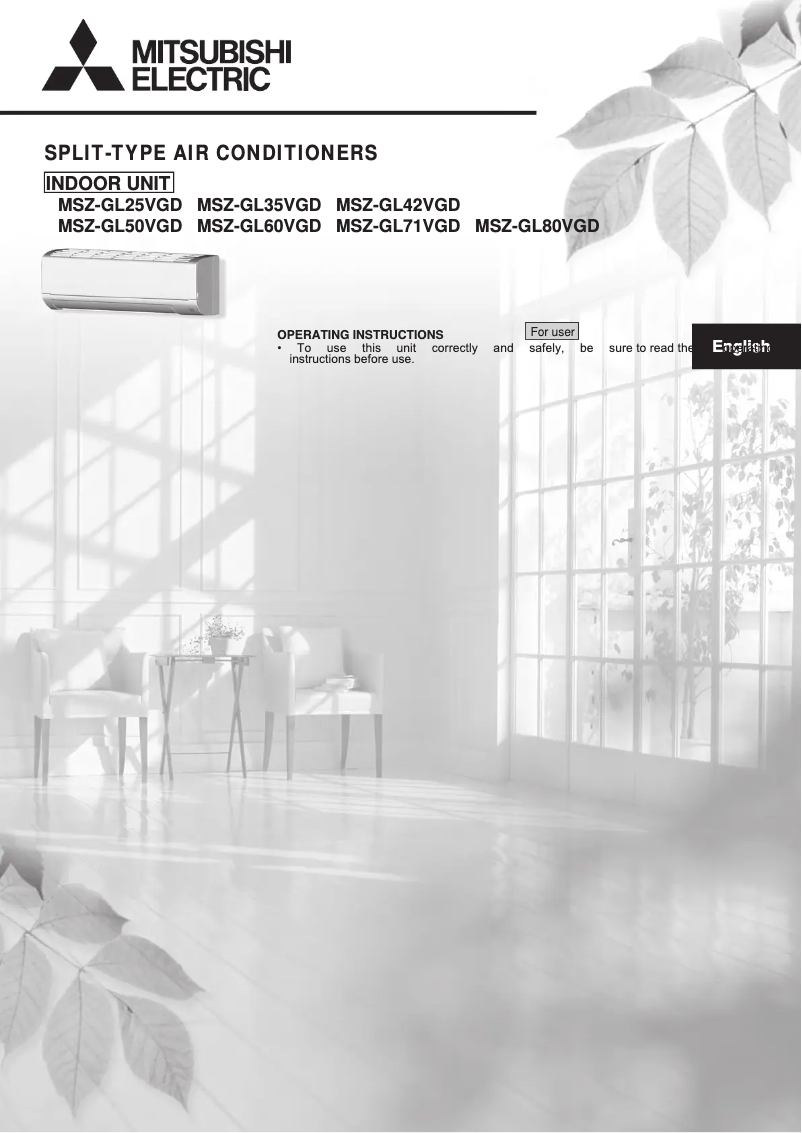 Page 1 de la notice Manuel utilisateur Mitsubishi MSZ-GL60VGD