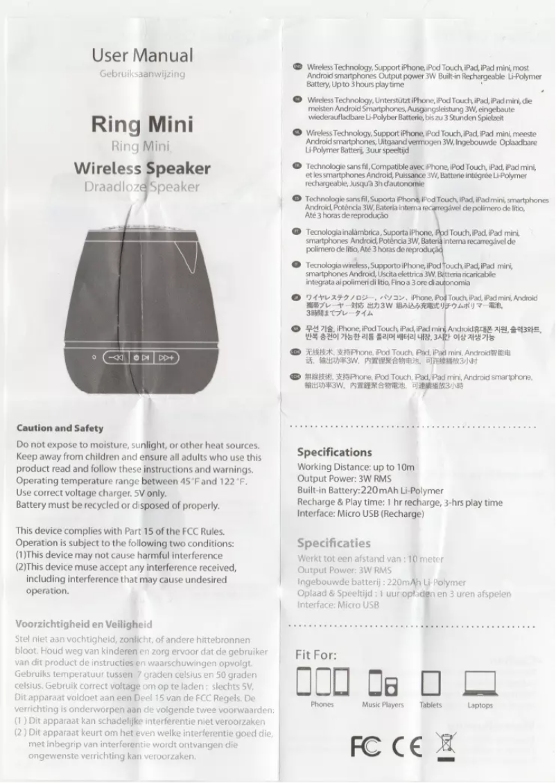 Page n°1 - Manuel utilisateur Xoopar Ring Mini
