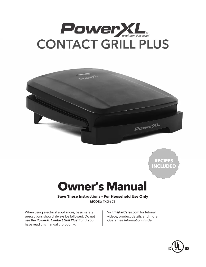 Page 1 de la notice Manuel utilisateur PowerXL Contact Grill Plus TXG-603