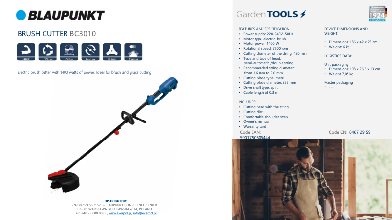 Page 1 de la notice Fiche technique Blaupunkt BC3010