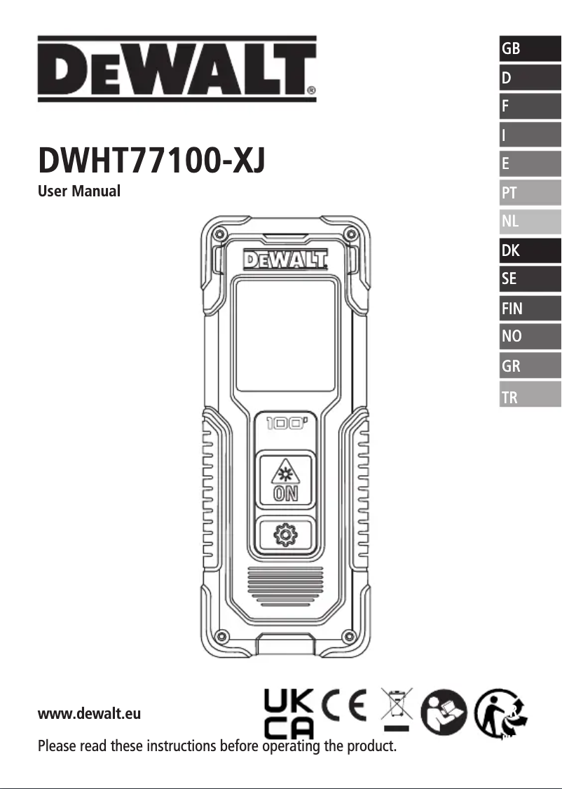 Page n°1 - Manuel utilisateur DeWalt DWHT77100