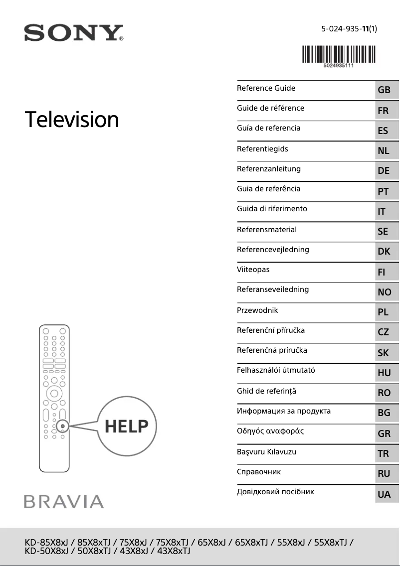 Page 1 de la notice Manuel utilisateur Sony KD-65X89J
