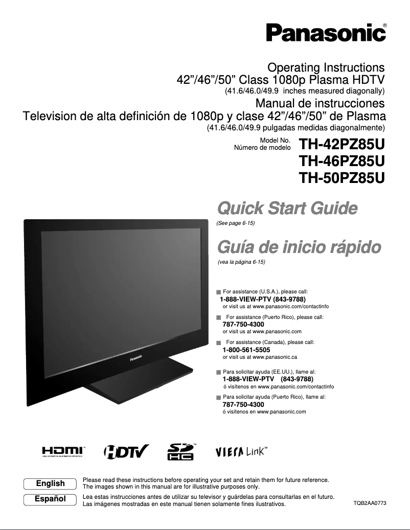 Página 1 del manual Manual de usuario Panasonic Viera TH-42PZ85U