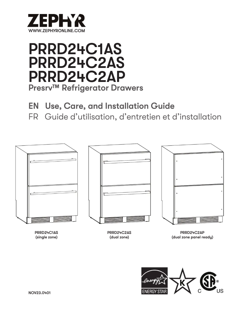 Image de la première page du manuel de l'appareil Presrv PRRD24C2AS