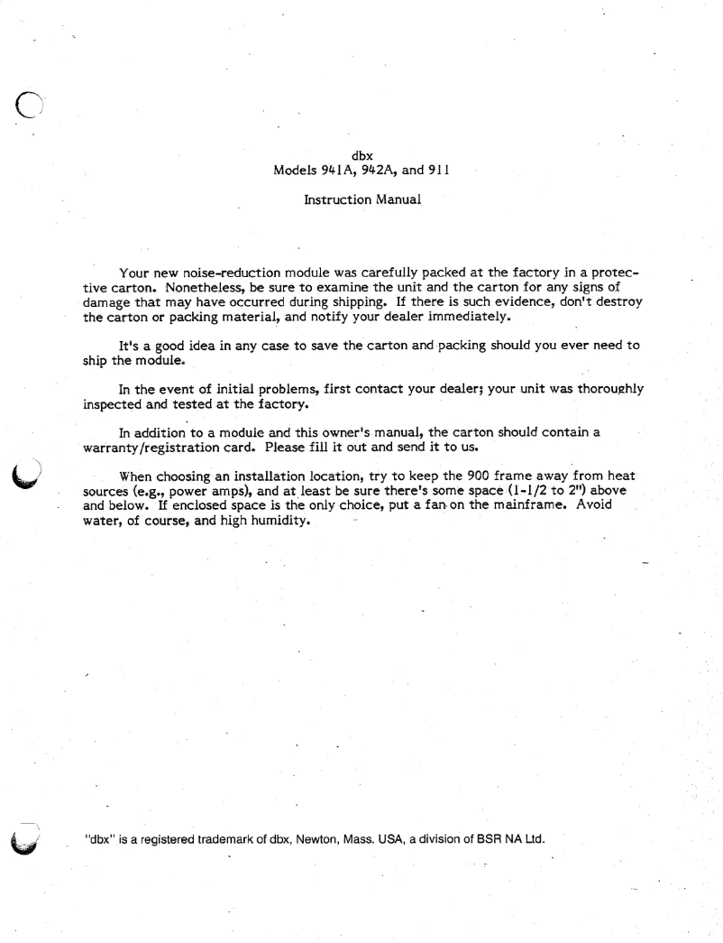 Página 1 del manual Manual de usuario DBX 941A