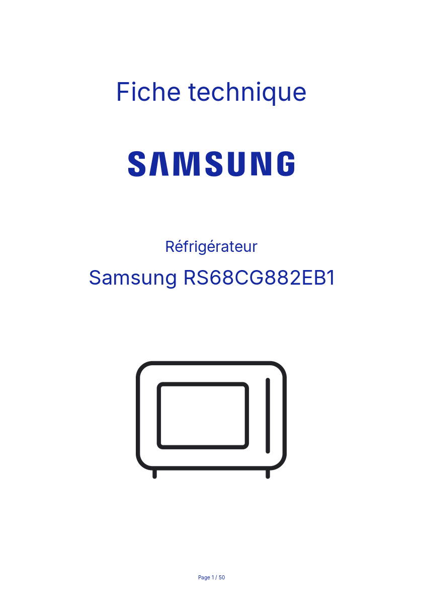 Page n°1 - Fiche technique Samsung RS68CG882EB1