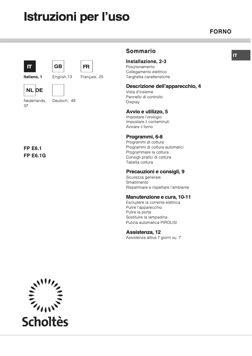 Image de la première page du manuel de l'appareil FP E6.1G