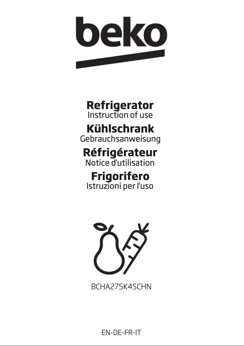 Page n°1 - Manuel utilisateur Beko BCHA275K4SCHN
