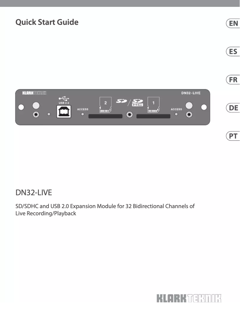 Page n°1 - Manuel utilisateur Klark Teknik DN32-Live