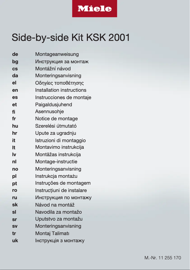 Page n°1 - Manuel utilisateur Miele KSK 2001