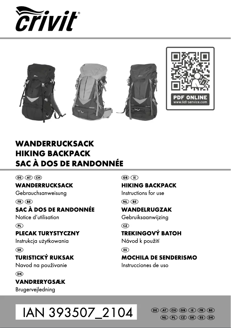 Page n°1 - Manuel utilisateur Crivit IAN 393507