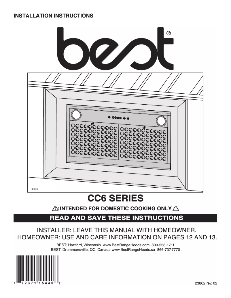 Page n°1 - Manuel utilisateur Best CC67I28SB