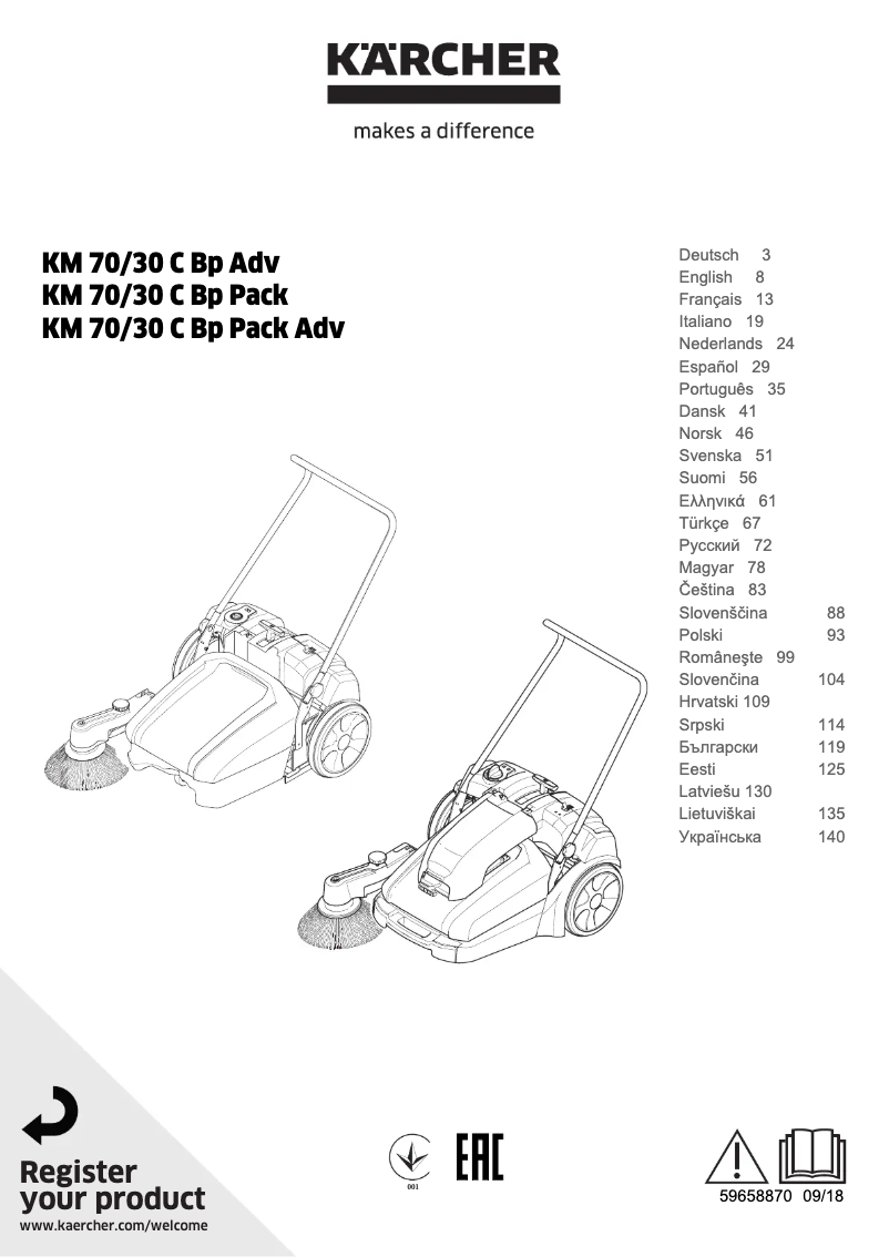Image de la première page du manuel de l'appareil KM 70/30 C Bp Pack