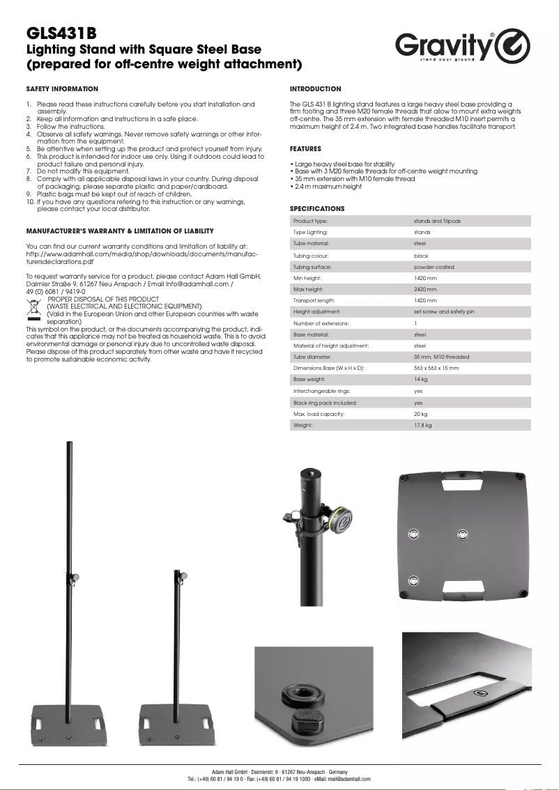 Imagen de la primera página del manual del dispositivo LS 431 B