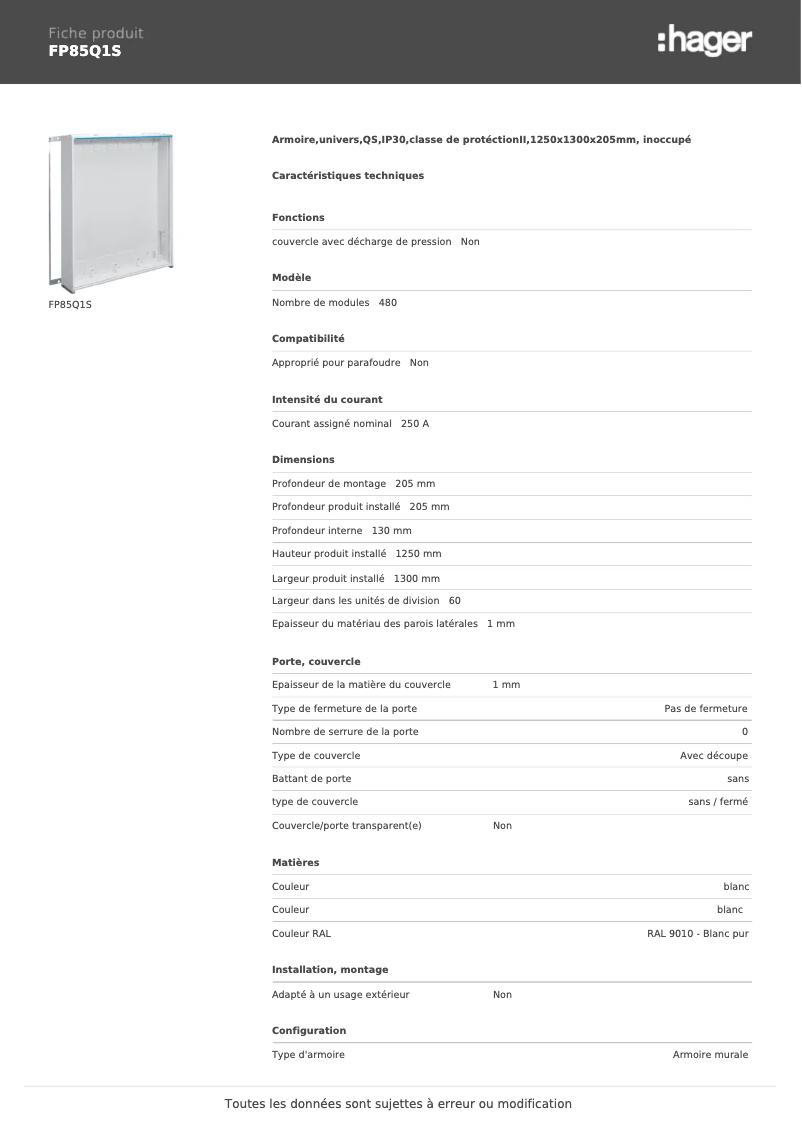 Image de la première page du manuel de l'appareil FP85Q1S