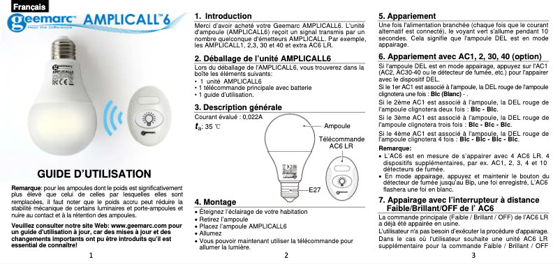 Image de la première page du manuel de l'appareil AMPLICALL 6
