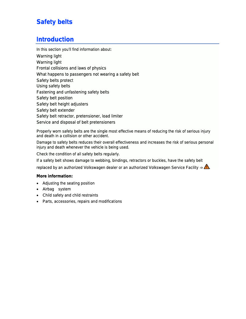 Página 1 del manual Instrucciones de seguridad Volkswagen Golf GTI (2013)