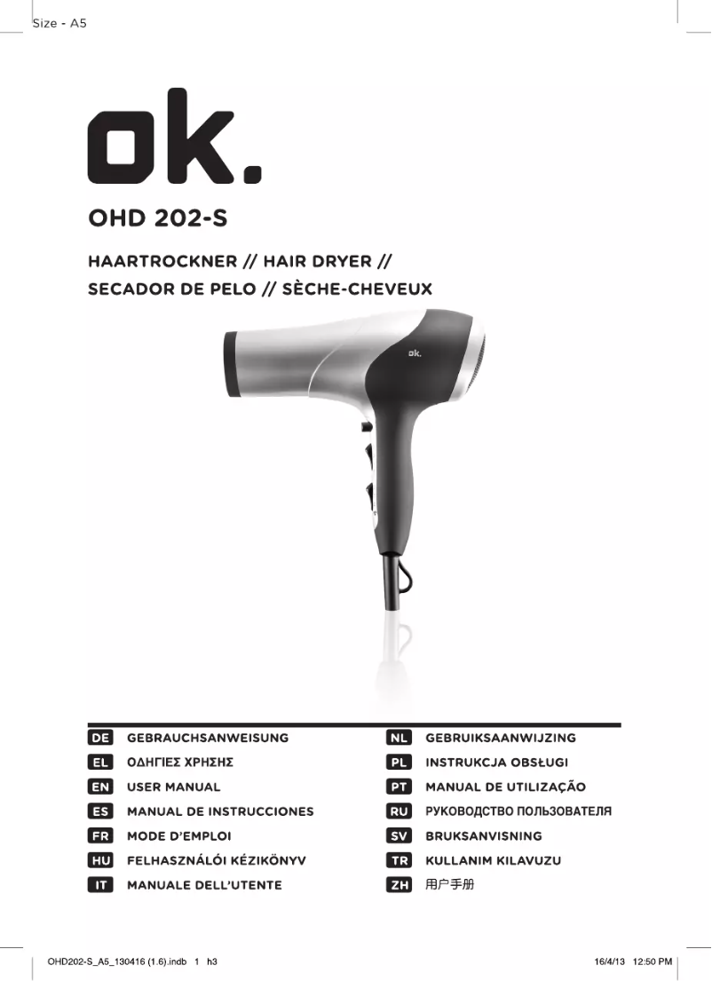 Page n°1 - Manuel utilisateur OK OHD 202-S