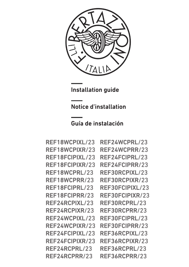 Page 1 de la notice Guide d'installation Bertazzoni REF24FCIPRL