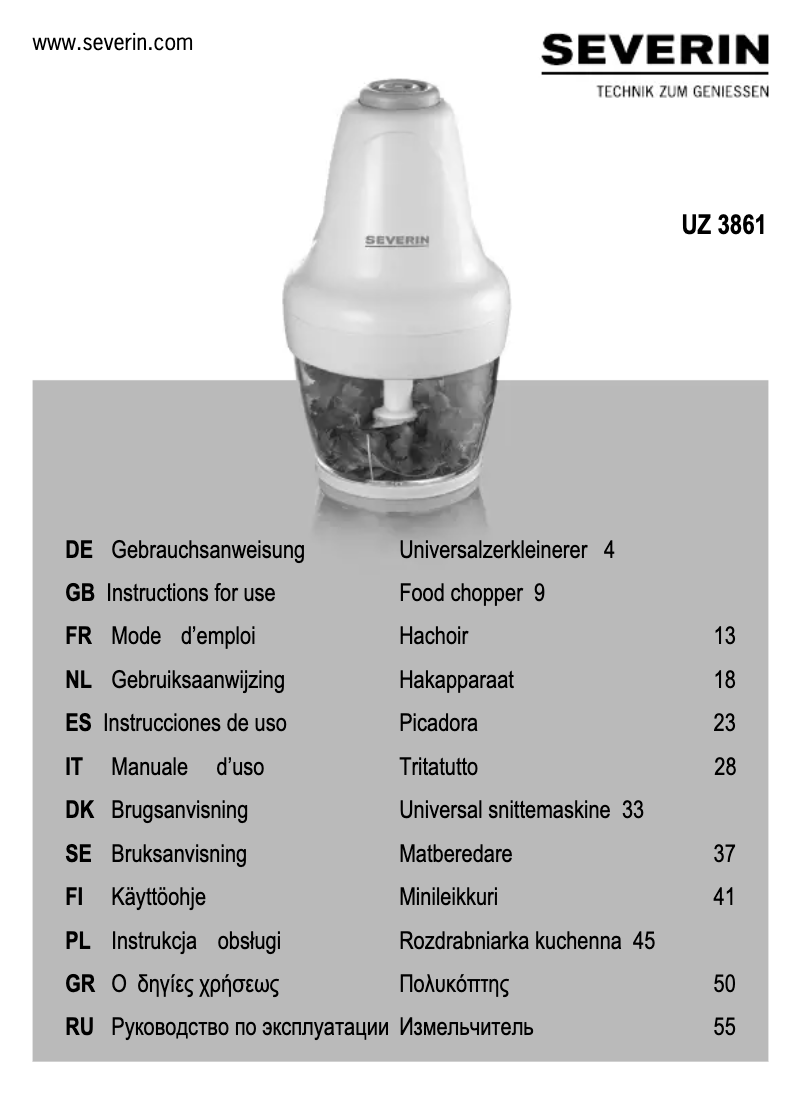 Image de la première page du manuel de l'appareil UZ 3861