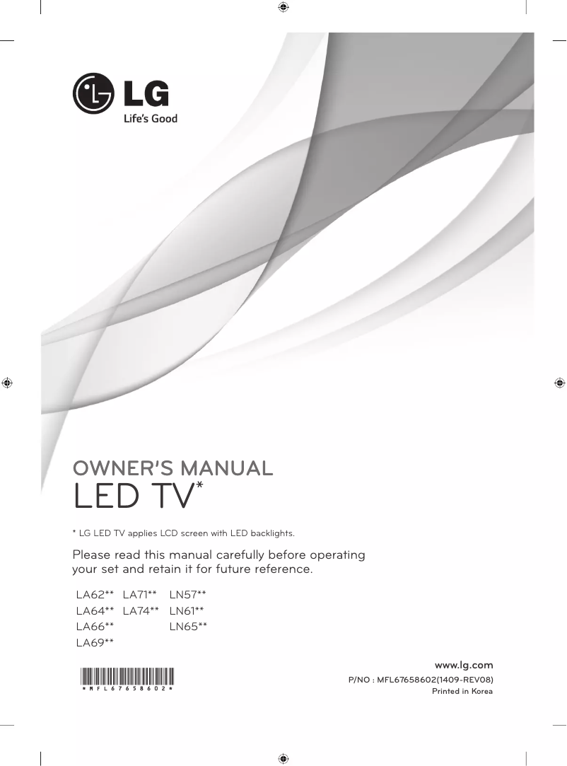 Page n°1 - Manuel utilisateur LG 32LA6208