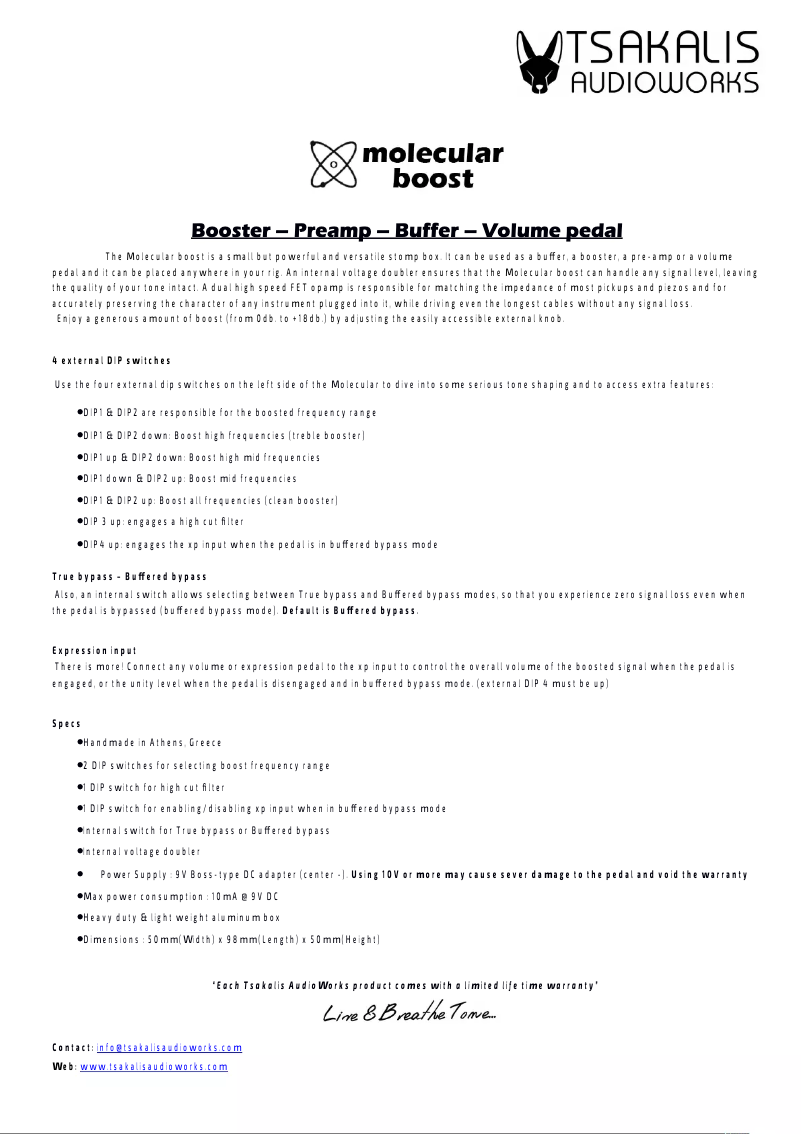 Image de la première page du manuel de l'appareil Molecular Booster