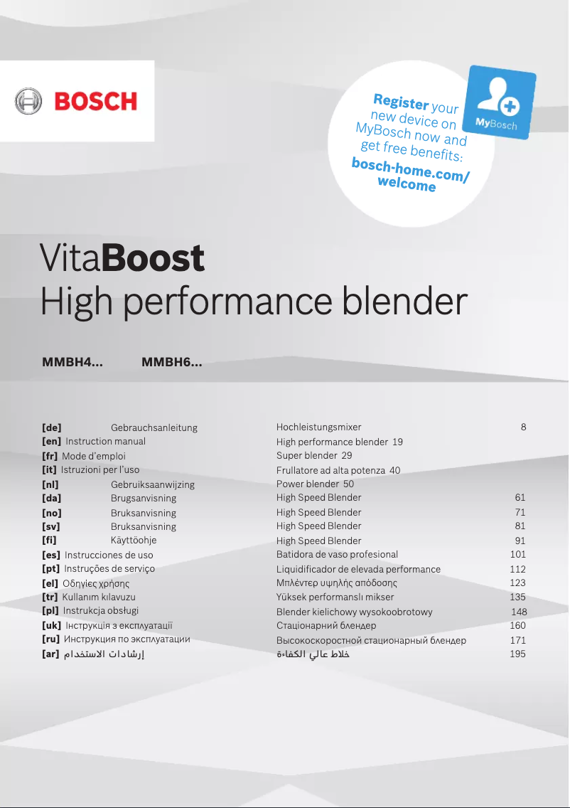 Page n°1 - Manuel utilisateur Bosch VitaBoost MMBH4P3B