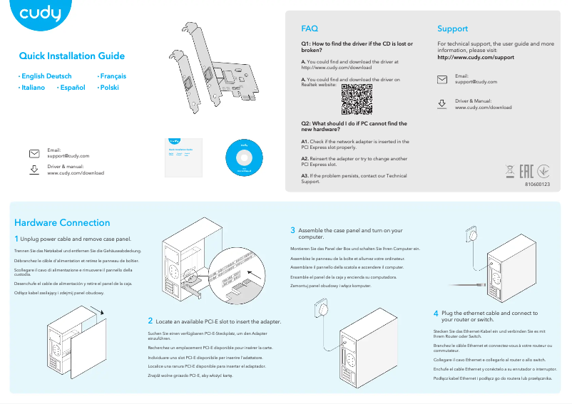 Página 1 del manual Manual de usuario Cudy PE10